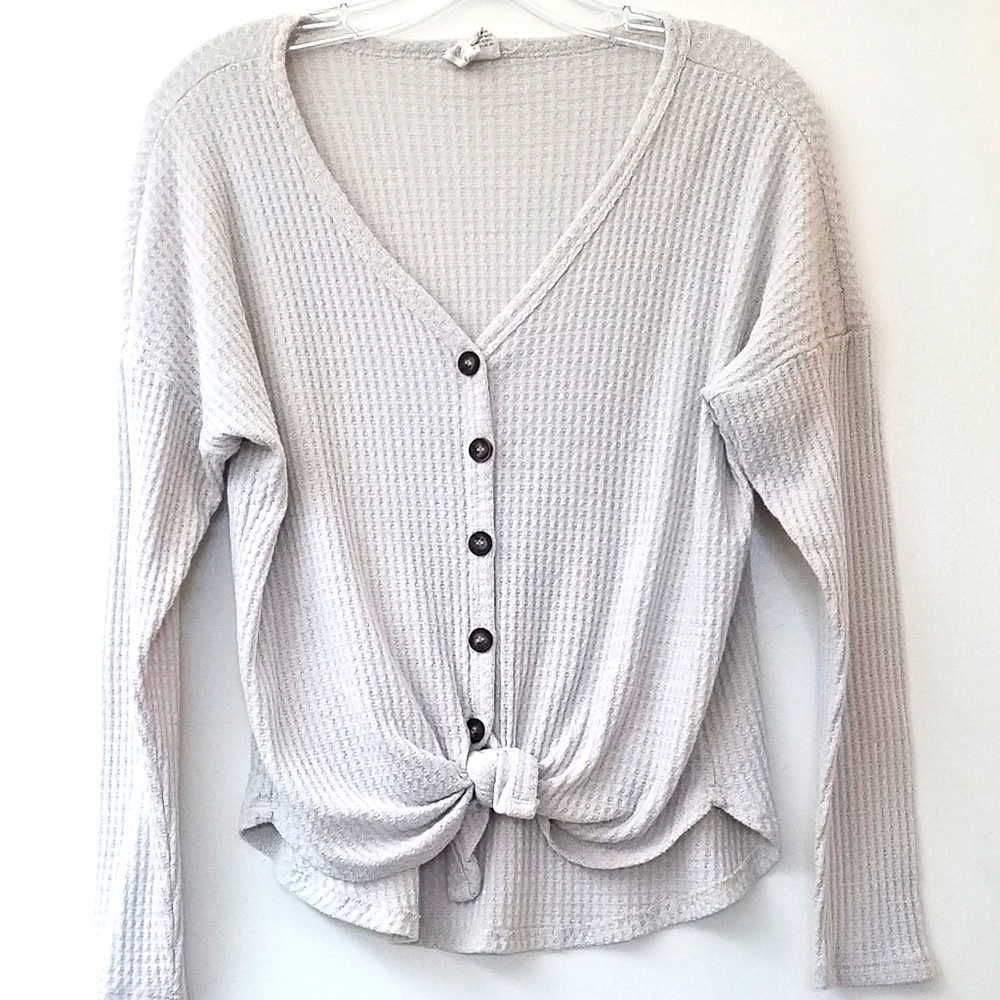 Sky & Sparrow High Low Waffle Print Top